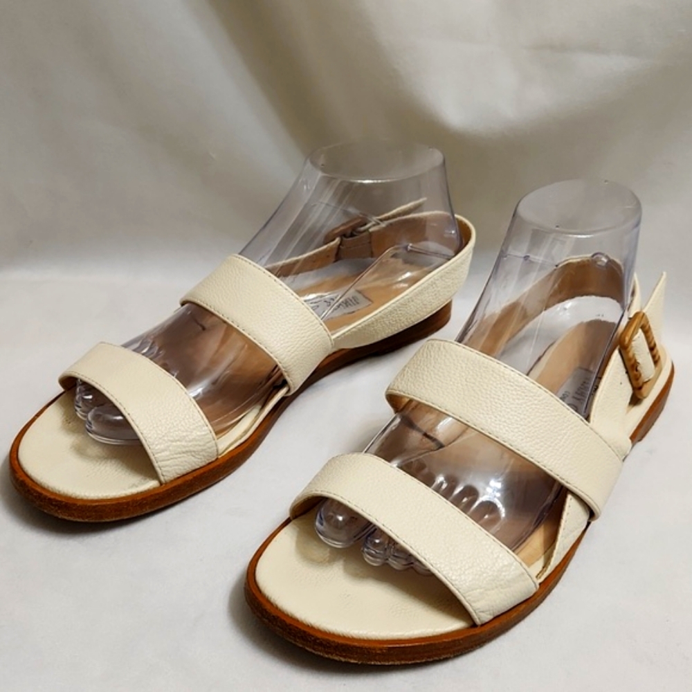 Jimmy Choo London Open Toe Leather Elegant Cream Sandals (w size 39.5) - Picture 6 of 14